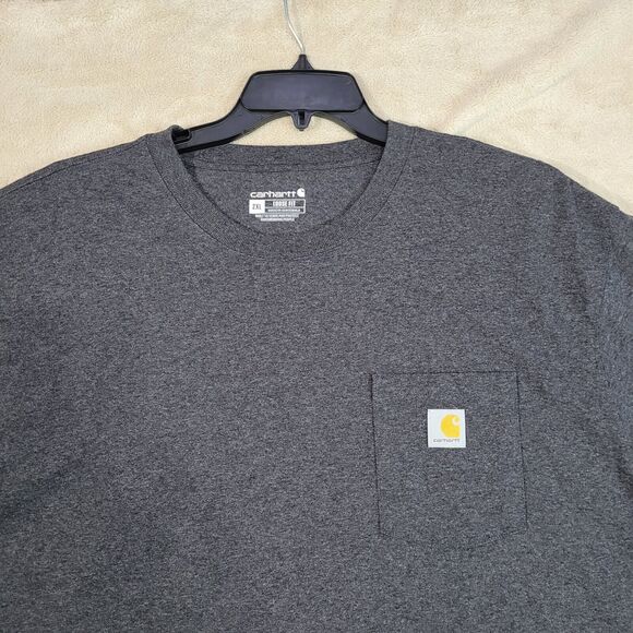 Carhartt Men's T Gray Loose Fit Cotton/Poly Blended Short Sleeve Pocket Tee - Picture 2 of 7